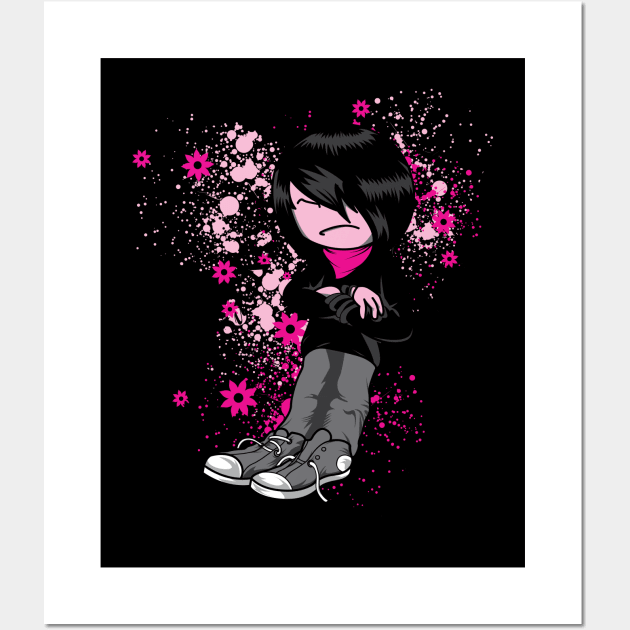 Cute Emo Boy Life Sucks Wall Art by redguaranastudio